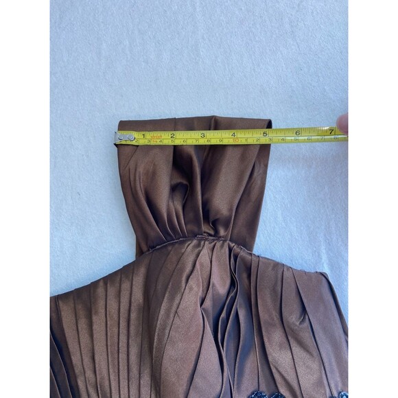 Rina Di Montella Sz 16 Brown Beaded Sequin Ballgown Steampunk Whimsigoth Dress - Picture 9 of 15